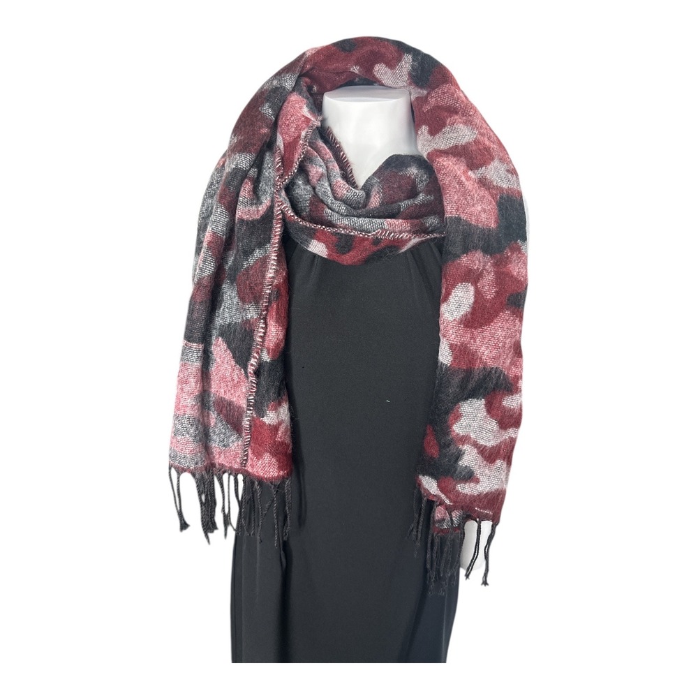 Steve Madden Wine Scarf Camo Print Womens One Size Acrylic Polyester Soft